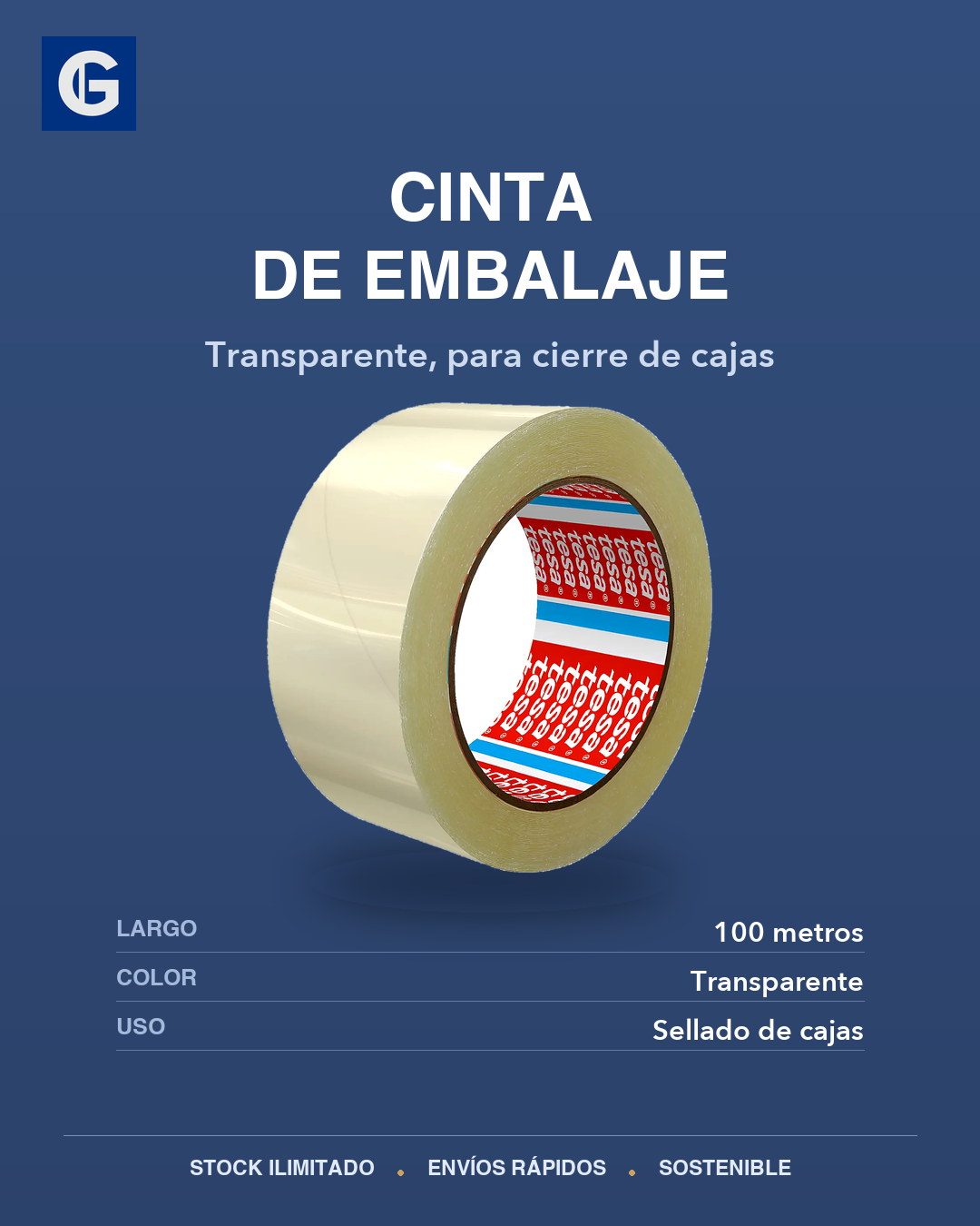 Rollo de cinta de embalaje transparente