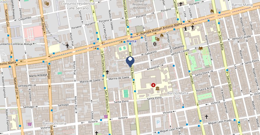 Mapa de ubicación de Papelería Gundlach en Av. Santa Rosa 1177, Santiago, cerca de Avenida Matta