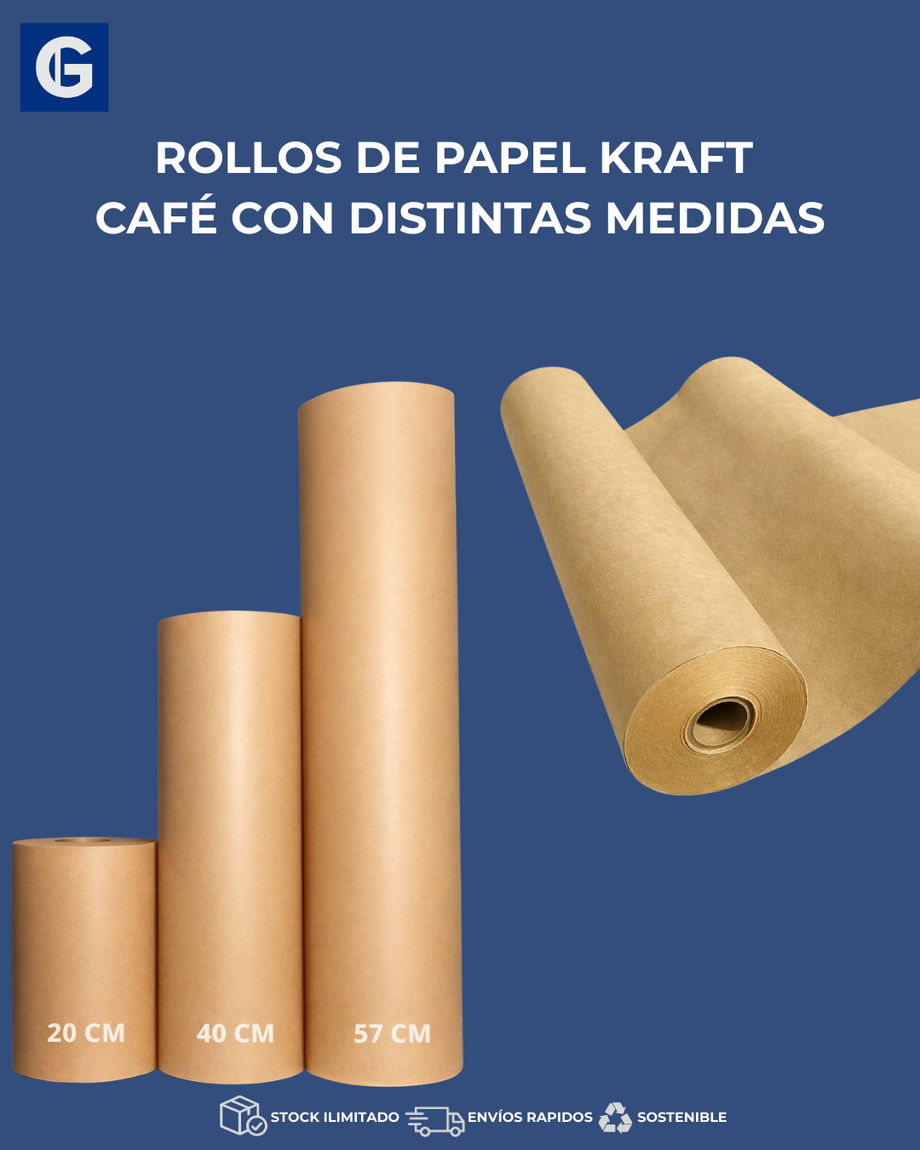 Rollos de papel kraft café