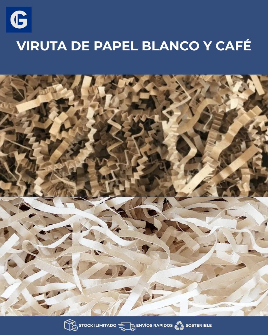 Viruta de papel blanco y café para relleno decorativo